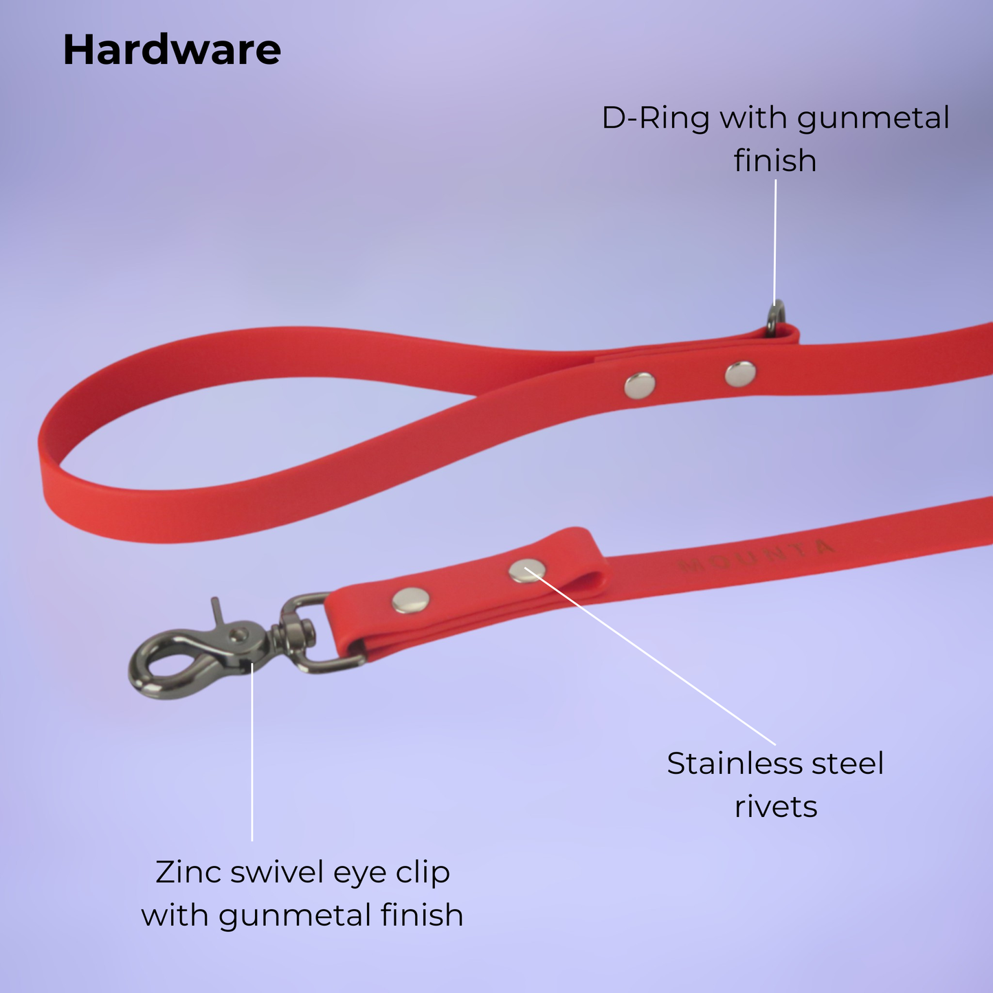 Guinzaglio a sgancio rapido in Biothane® - Rosso