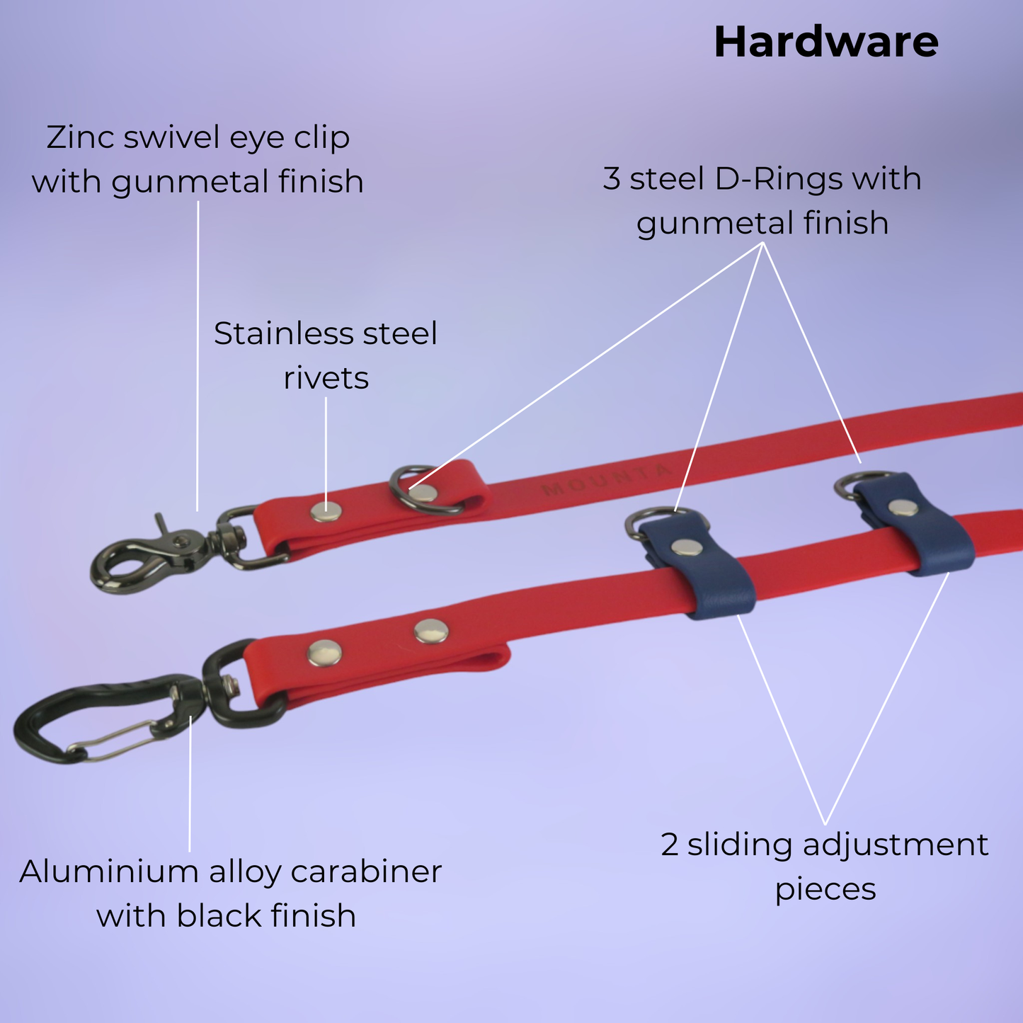 Biothane® multifunctional sport leash - Red