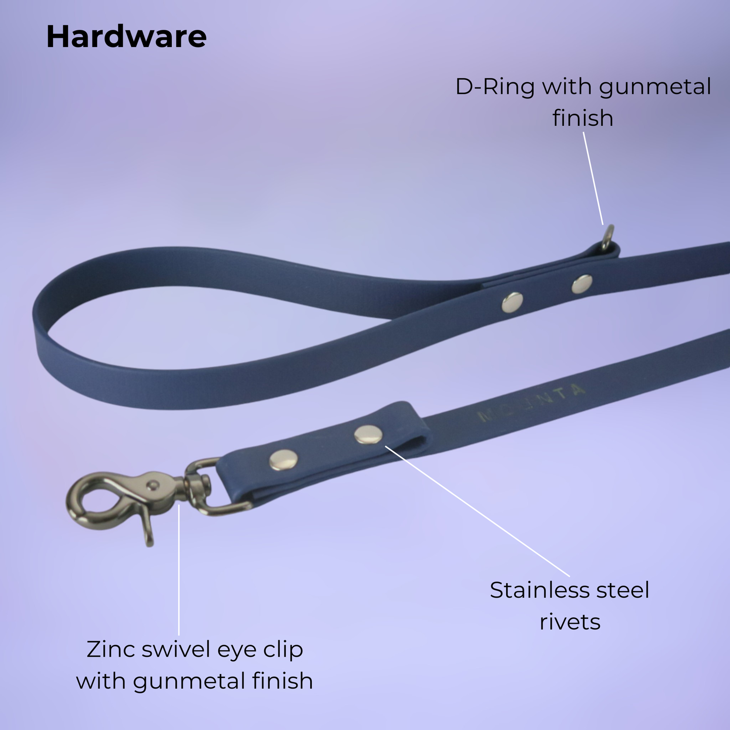 Guinzaglio a sgancio rapido in Biothane® - Blu navy