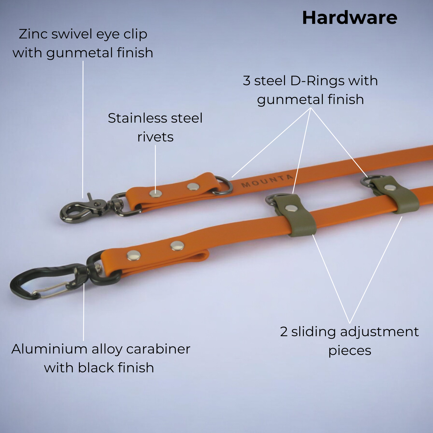 Biothane® multifunctional sport leash - Orange
